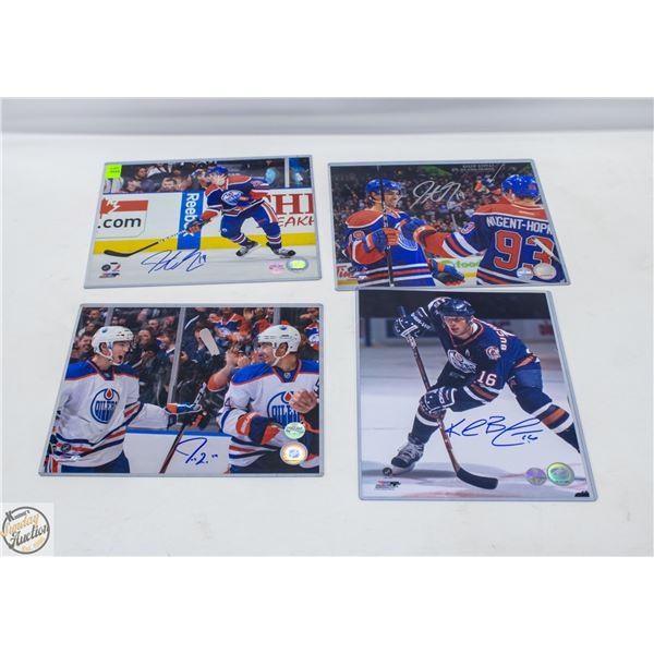4 OILERS AUTOGRAPH 8X10 COA