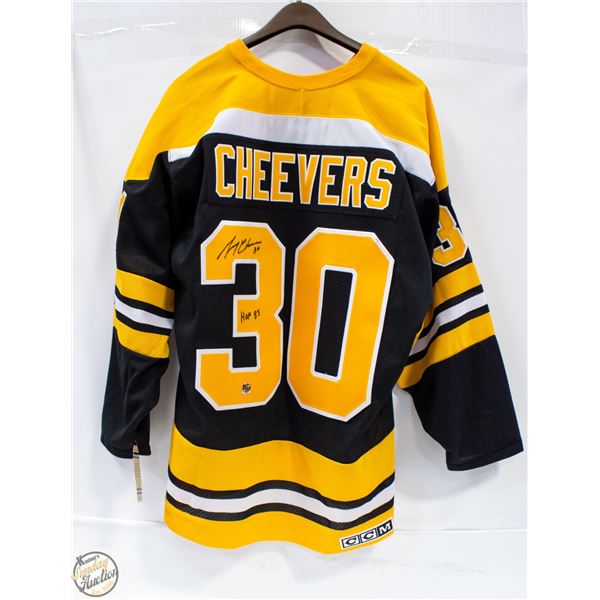 CHEEVERS AUTOGRAPHED BRUINS JERSEY CCM L