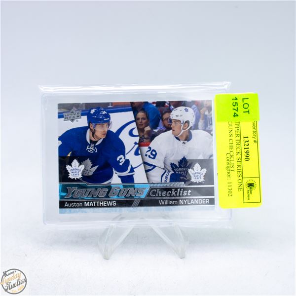 2016-17 UPPER DECK SERIES ONE YOUNG GUNS CHECKLIST