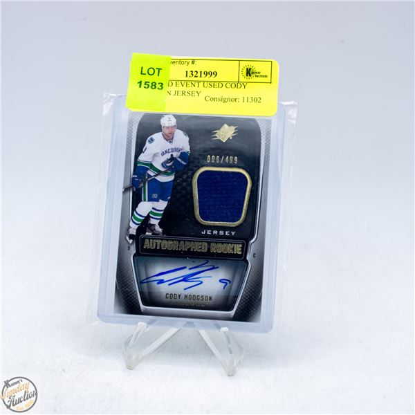 2011-12 UD EVENT USED CODY HODGSON JERSEY