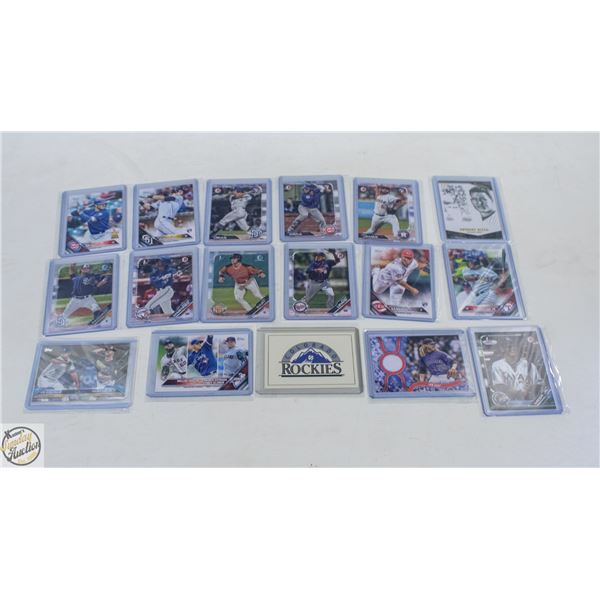 17 ASSORTED BASEBALL CARDS INCLUDES GAME USED