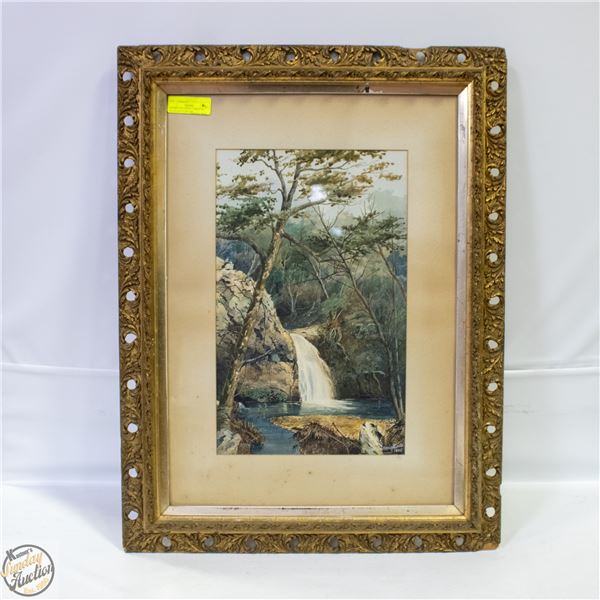 FRAMED WATERFALL PRINT BY W.COLMAN EADE 1895