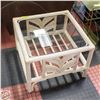 Image 1 : WHITE WICKER AND GLASS COFFEE TABLE H-16"