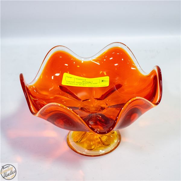 VIKING AMBERINA GLASS PEDESTAL BOWL