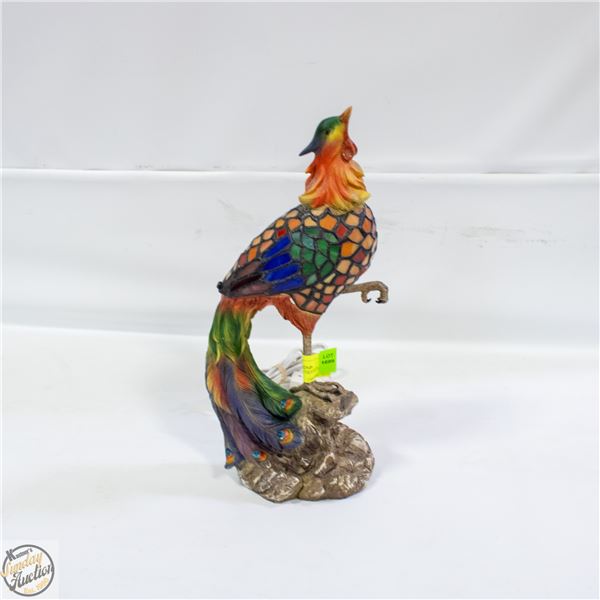 13.5" TALL TIFFANY STYLE CERAMIC/STAINED GLASS