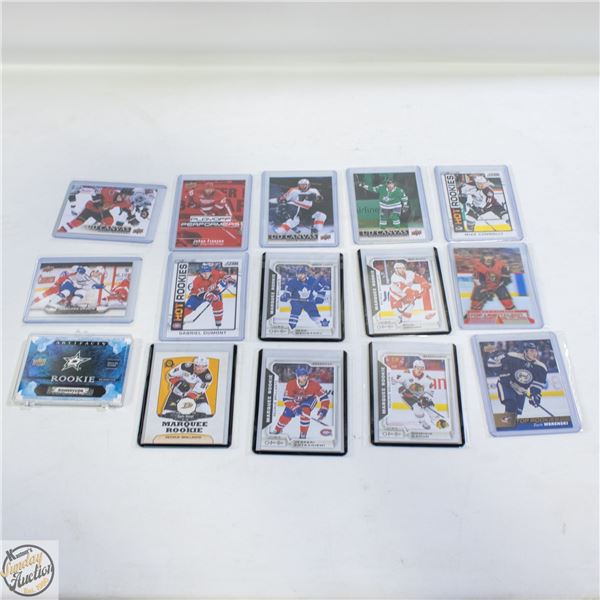 14 ASSORTED HOCKEY CARDS HOT ROOKIES AND UD CANVAS