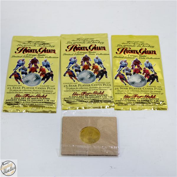 3 SEALED 1996-97 HOCKEY GREATS GOLD PLATED FINDER
