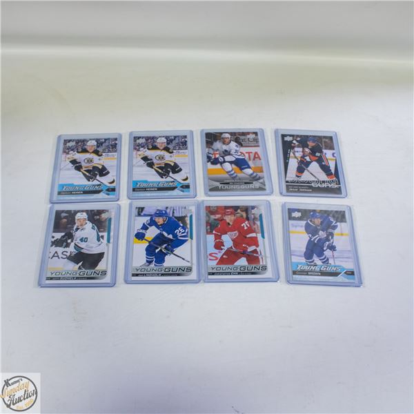 8 ASSORTED UPPER DECK YOUNG GUNS HOCKEY CARDS
