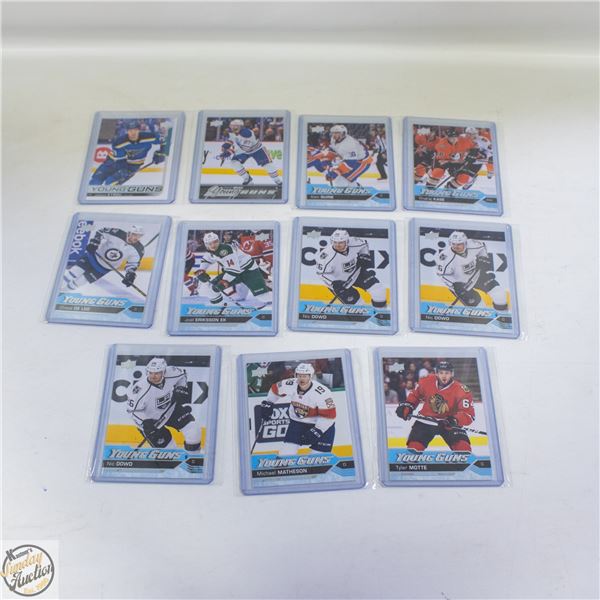 11 ASSORTED UPPER DECK YOUNG GUNS HOCKEY CARDS