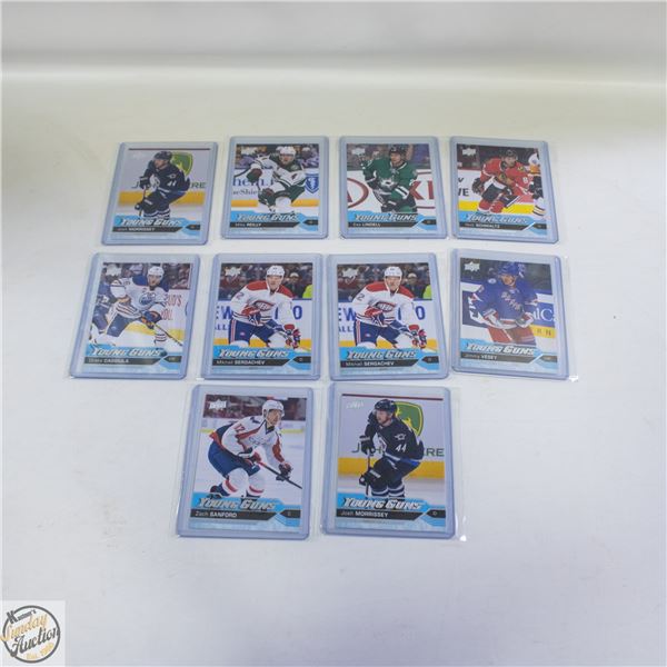 10 ASSORTED UPPER DECK YOUNG GUNS HOCKEY CARDS: