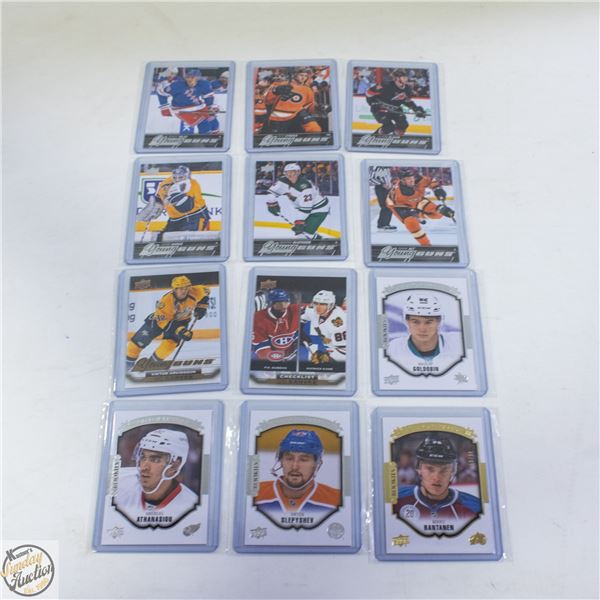 12 ASSORTED UPPER DECK YOUNG GUNS, UD PORTRAITS