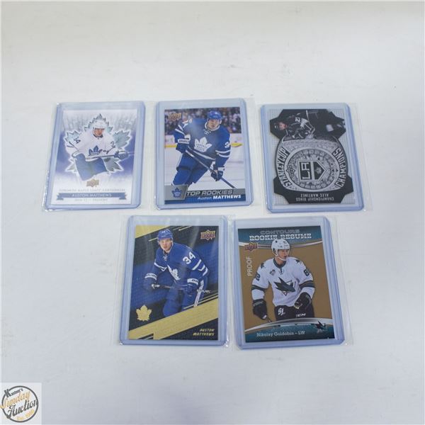 5 ASSORTED HOCKEY CARDS AUSTON MATTHEWS X3