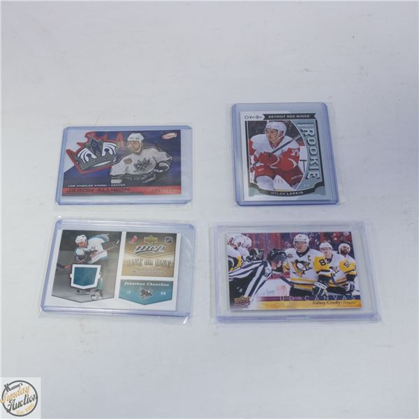 4 HOCKEY CARDS JASON ALLISON, TEEMU SELANNE JERSEY