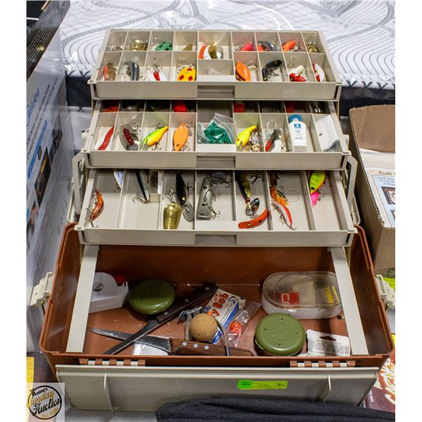 VINTAGE TACKLE BOX ACCORDIAN STYLE+MULTIPLE TIERS