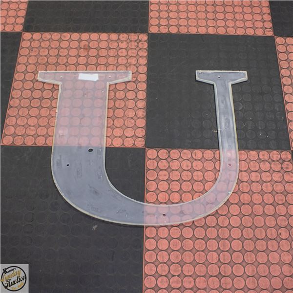 HUDSON'S BAY NEON SIGN- ACRYLIC BACKER- LETTER U