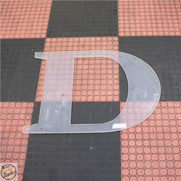HUDSON'S BAY NEON SIGN- ACRYLIC BACKER- LETTER D