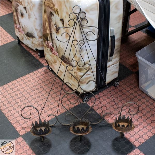 RUSTIC STYLE LARGE METAL CANDLE HOLDER