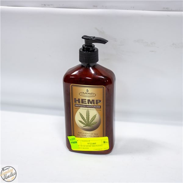 NEW 18 OZ HEMP BRONZING MOISTURIZER