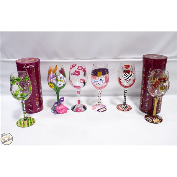 SET OF 6 "DESIGNS BY LOLITA" WINE GLASSES