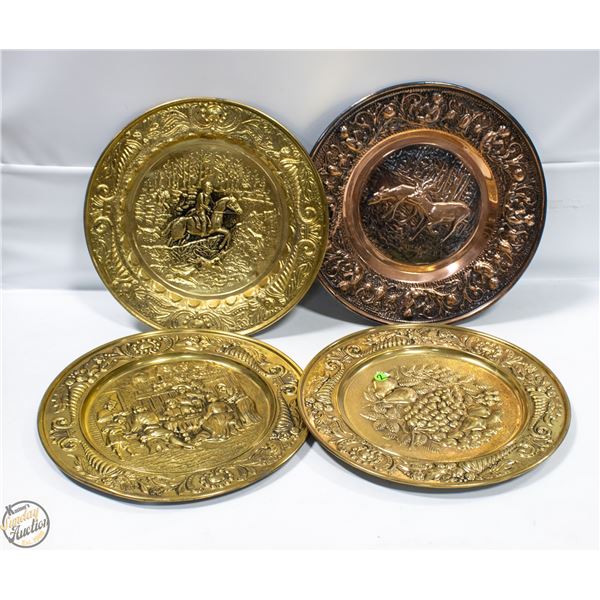 VTG. 15 IN. COPPER HAMMERED DEER PLATE,