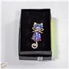 Image 1 : PINK, PURPLE & BLUE ART GLASS CAT BROOCH