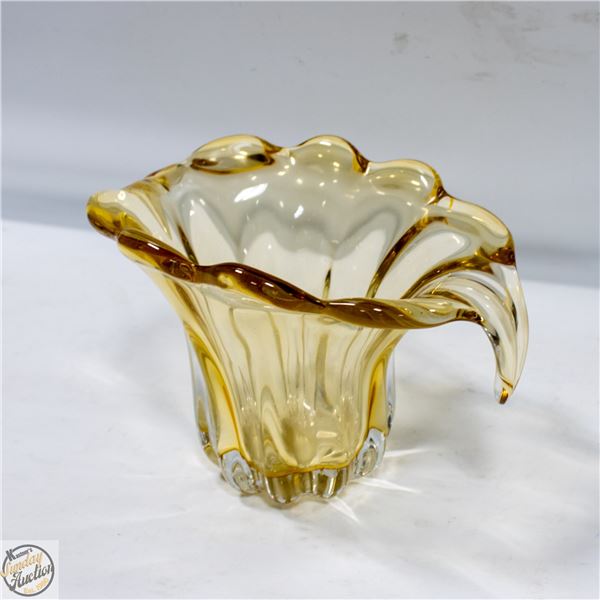 MCM CHAMPAGNE GOLD THICK ART GLASS VASE