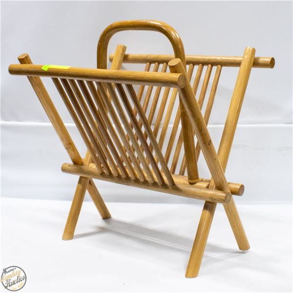 1970’S BOHO HANDMADE BAMBOO MAG. RACK