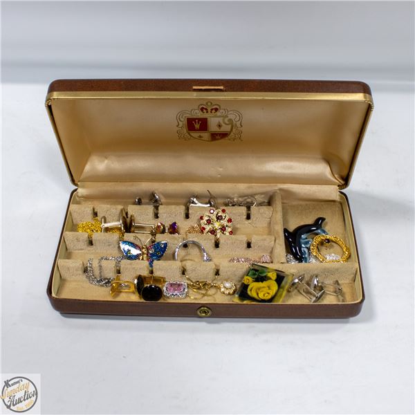 MENS ESTATE JEWELERY BOX WITH JEWELERY