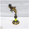 Image 1 : VINTAGE BRASS ETCHED DOLPHIN 11" HEIGHT