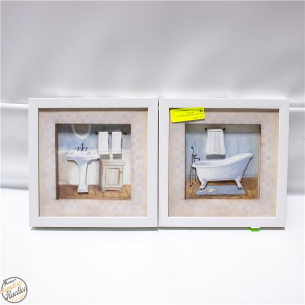 2 BATHROOM PICTURES 3D FRAME