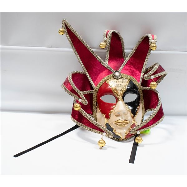 VINTAGE JESTER MASK, VENETIAN COMEDY MASK FOR
