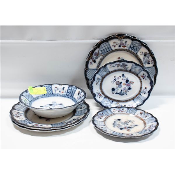 ANTIQUE 1900 ENGLISH POLYCHROME RIDGWAY’S 5 PLATES