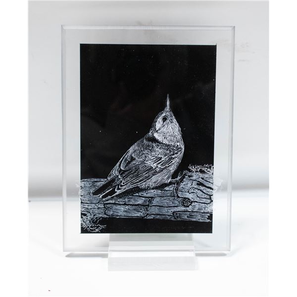 PLASTIC ETCHED ART ON DISPLAY STAND