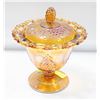 Image 1 : ORANGE CARNIVAL GLASS DISH WITH LID