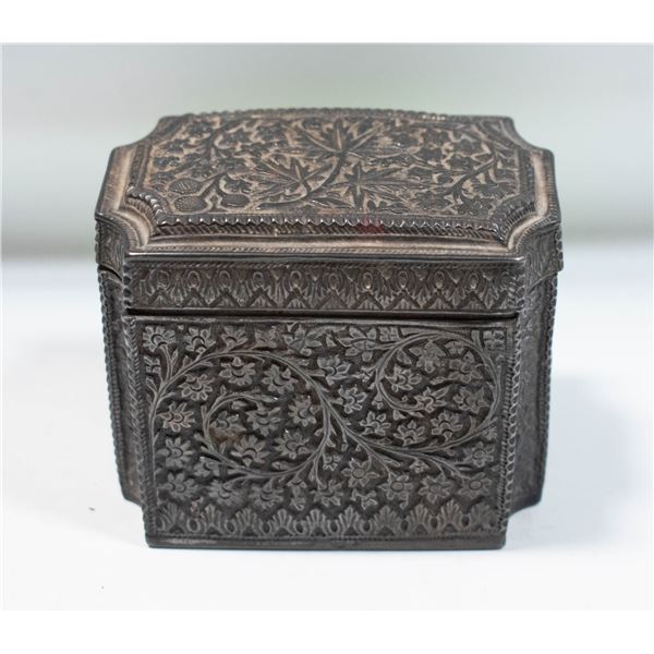 CARVED SILVER PLATED TRINKET BOX
