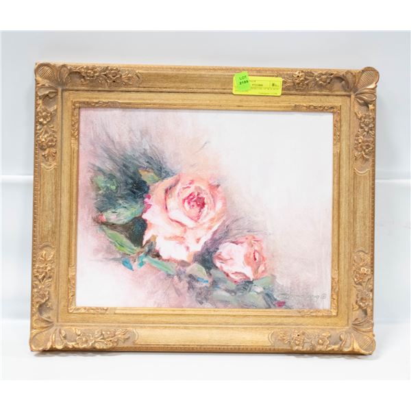 LORRAINE OBERG OIL 19”W X 16”H PINK ROSE