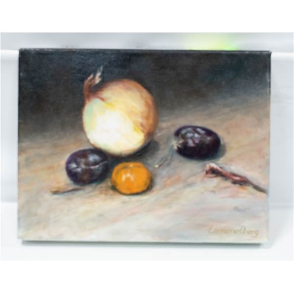 LORRAINE OBERG OIL 12``W X 9``H ONION-PLUM