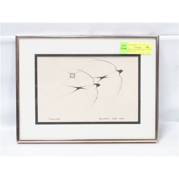 BENJAMIN CHEECHEE PRINT 12``W X 9``H SWALLOWS