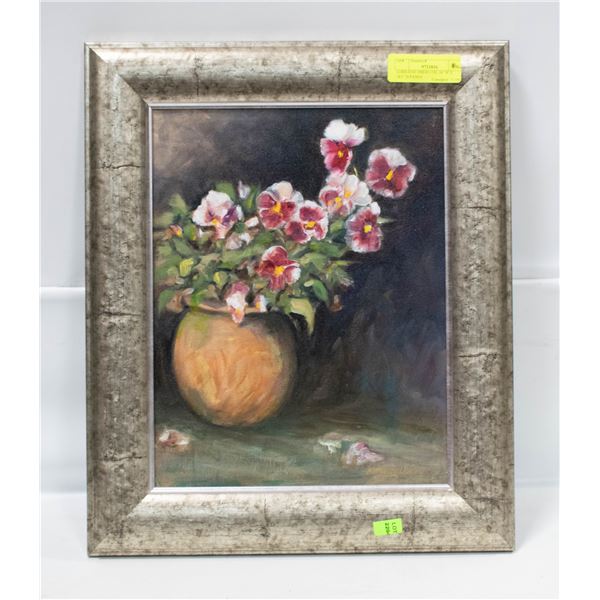 LORRAINE OBERG OIL 16``W X 18.5``H PANSY