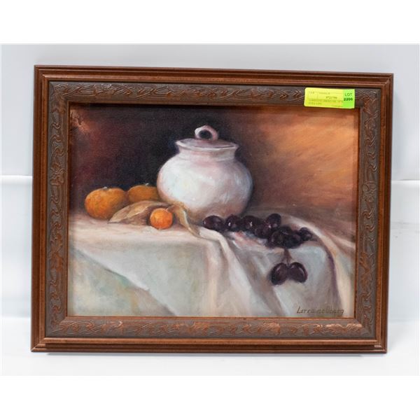 LORRAINE OBERG OIL 18”W X 16”H STILL LIFE