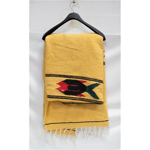 HAND WOVEN YELLOW SERAPE MEXICAN THUNDER