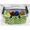 Image 1 : GREEN FOLDABLE PICNIC BASKET WITH SUPPLIES