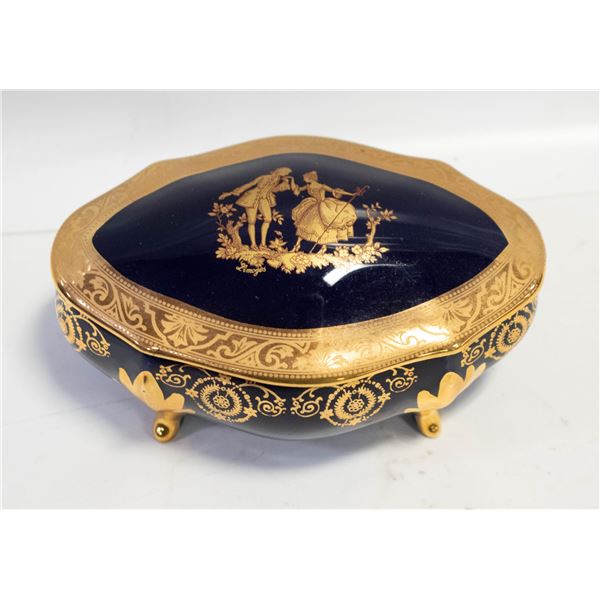 VINTAGE IMPERIA LIMOGES FRANCE COBALT GILT JAR &