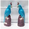 Image 1 : 2 PARROT BLUE PURPLE BIRD STATUES