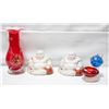 Image 1 : RED ART GLASS VASE + ART GLASS FISH