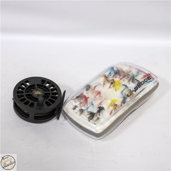 FENWICK FLY REEL WITH CONTAINER OF FLIES