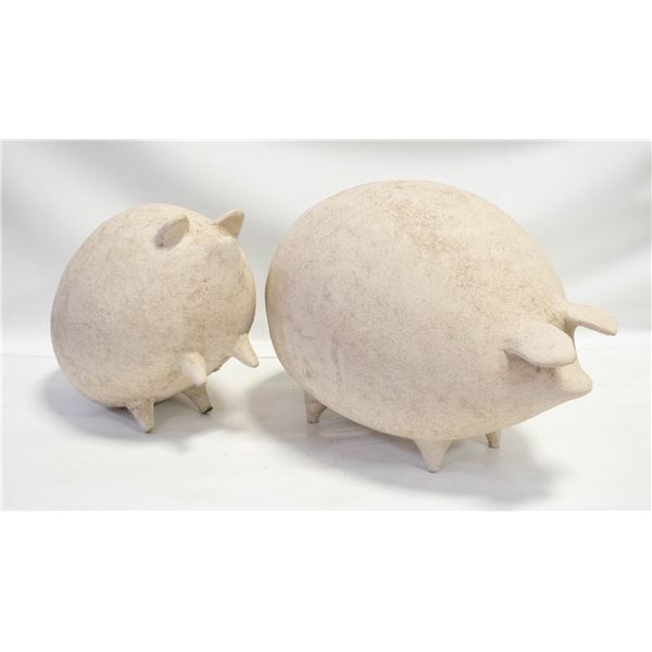 2 CERAMIC PIG STATUES. MEXICO