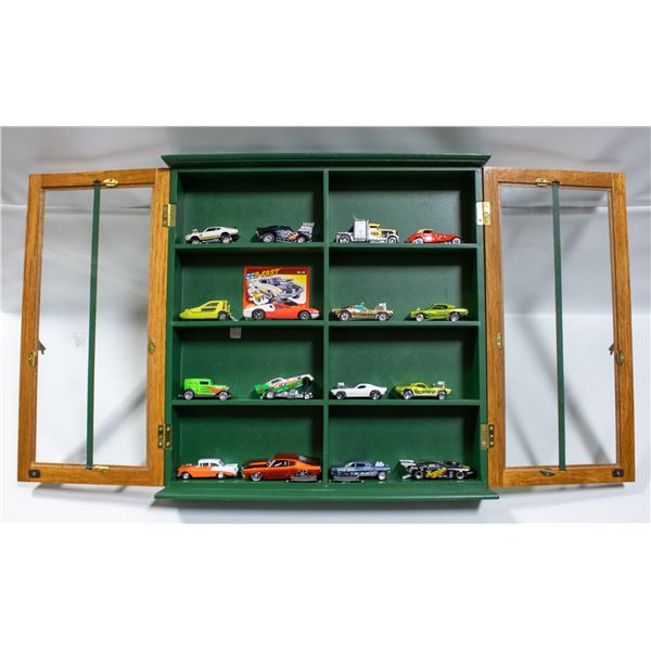 WALLMOUNT DISPLAY CABINET WITH HOTWHEELS DIECASTS