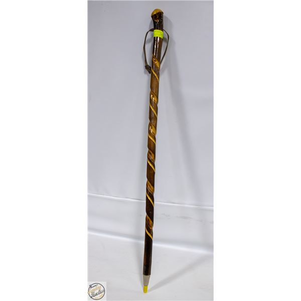 HAND-CARVED SPIRAL / BARLEY-TWIST) WOOD WALKING
