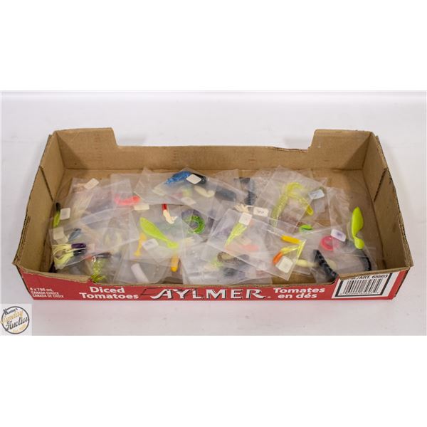 TRAY OF PLASTIC LURE TAILS